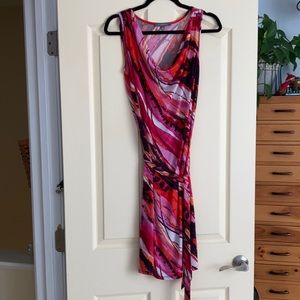 Large easy-going shawl collar summer dress in multicolor